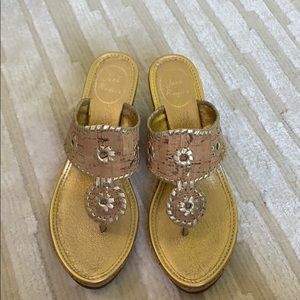 NEW Jack Rogers cork and gold wedge sandals.